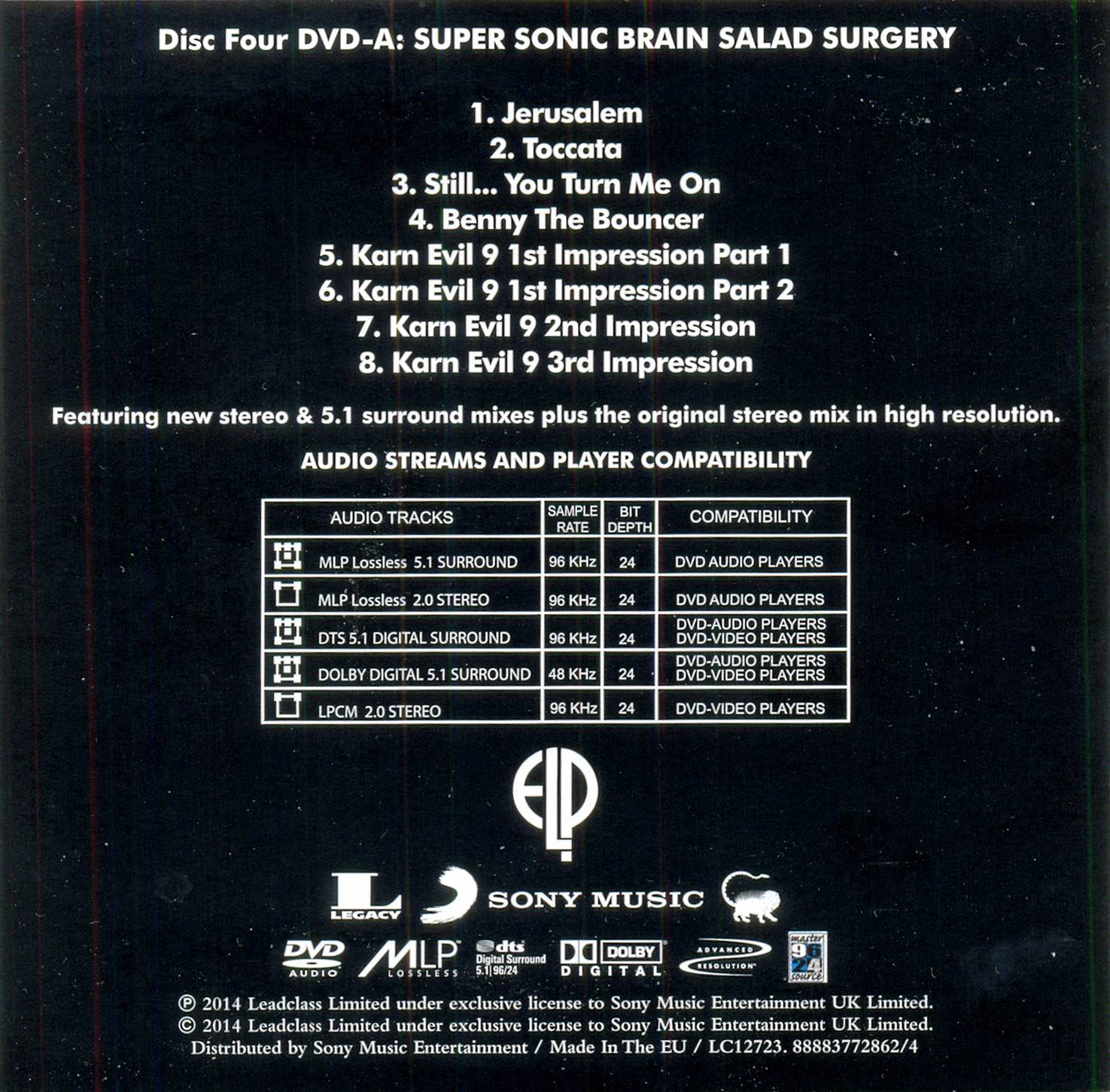 Emerson, Lake and Palmer Brian Salad Surgery deluxe edition [dvda ak]